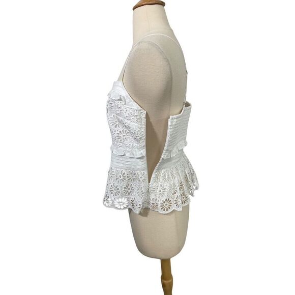 J.Crew NWT White Eyelet Cross Back Smocked Waist Top Size S Feminine Preppy - Picture 4 of 10